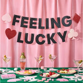 Feeling Lucky Sparkle Banner - 5 Ft. | Bachelorette Decoration, Birthday Party Sign, Casino Decor, Girl Cocktail Backdrop, Vegas Photo Booth Background