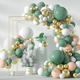 Sage Green Balloons, 117Pcs Green Balloons Arch Kit, White Gold Confetti Balloons And Retro Green Latex Balloons For Birthday Party Wedding Shower Balloons Arch Decorations