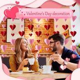 19.7Ft Valentines Day Decorations 3D Heart Garland Paper Hanging Streamers 32 Pcs Red Pink String Red Heart Shape Ornament For Valentines Anniversary Wedding Birthday Party Supplies
