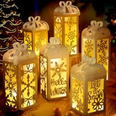 Christmas Centerpiece Table Decorations, 6Pcs Light Up White Snowflake Paper Lanterns Decorative Glitter Table Centerpiece Boxes For Winter Wonderland Christmas Holiday Party Home Decor