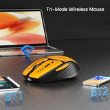 Bluetooth Wireless Mouse, (Bt5.0/5.1+2.4Ghz) Usb C Rechargeable Led Mouse Battery Level Visible, Honeycomb Magnetic Shell Cover With Usb Receiver & Type-C Adapter For Laptop/Pc/Mac/Ipad -Orange