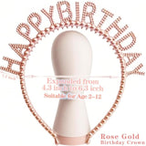 Birthday Decorations For Women Girls Tinsel Curtains 3D Butterfly Stickers Foil Balloons Happy Birthday Banners Rose Gold Crown