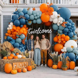 Fall Balloon Arch Kit: Burnt Orange, Blue & White Garland