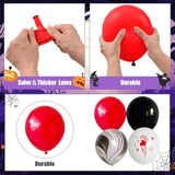 125Pc Halloween Balloon Arch Kit – Red Black with Marble & Bloody Hand Prints
