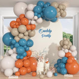 149Pcs Dusty Blue Burnt Orange Balloon Arch Garland Kit Boho Fall Party Decorations