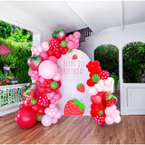 120 Pcs Strawberry Balloon Garland Kit Large Mylar Strawberry for 1st Birthday