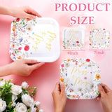100PCS Floral Disposable Plates – 9'' Dinner & 7'' Dessert Set for Any Event
