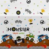 Monster Truck Birthday Decorations Tablecloth - Disposable Monster Truck Birthday Party Supplies Table Cover For Kids - 3 Pack (54In X 108In)