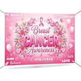 Breast Cancer Awareness Backdrop Banner October Pink Ribbon Breast Cancer Awareness Decorations Background We Wear Pink Love Nourage Breast Cancer Banner Photo Booth Props 70.8 x 43.3 Inch