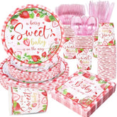 350 Strawberry Baby Shower Decorations For 50 Guests A Berry Sweet Baby Is On The Way Party Supplies For Girls Disposable Dinnerware Set Paper Plates Napkins Cups