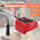 For Black&Decker 20V Lithium Battery Charger Replacement, Car Charger For B&D/For Porter Cable 20V Lithium Battery With Cigarette Lighter Plug Vehicle Charger
