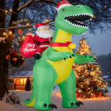 8Ft Christmas Inflatables Santa Claus Riding Dinosaur,Inflatables Decorations Outdoor/Indoor,Christmas Blow Up Santa Cla