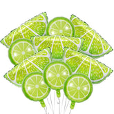 10Pcs Fruit Lime Balloons Large Fruit Green Lemon Foil Round Lemon Mylar Balloons For Summer Thanksgiving Harvest Fall Autumn Fruit Theme Party Decorations Supplies