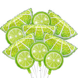 10Pcs Fruit Lime Balloons Large Fruit Green Lemon Foil Round Lemon Mylar Balloons For Summer Thanksgiving Harvest Fall Autumn Fruit Theme Party Decorations Supplies
