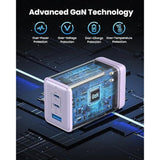128W Usb C Wall Charger,Gan Iii 3-Port Fast Charging Station,Pd Qc Foldable Charger Block Portable 65W Laptop Adapter For Macbook Pro/Air,Ipad Pro,Galaxy S23,Dell Xps 13,Iphone 16/15/Pro Etc