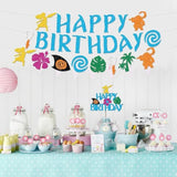 Tropical Birthday Banner–Hawaiian Happy Birthday Banner, Tropical Party Decorations,Cake Topper Decorations– Summer Luau Party Supplies For Kids,Island Adventure Summer Theme