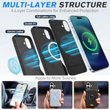 SHIELDON Leather Case for iPhone 16 6.1", Compatible with MagSafe, Genuine Leather/Magnetic Wireless Charging/Anti-Scratch/Non-Slip/Shockproof/Metal Buttons/Camera Bump Frame/Slim Cover - Black