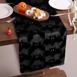 Black Bats Halloween Table Runner 13X72 Inch,Soft Plush Faux Fur Jacquard Seasonal Holiday Kitchen Dining Tabletop Runners For Home Indoor Decoration