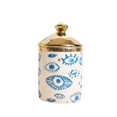 Big Eye Aromatherapy Candle Jar With Lid Ceramic Makecup Cotton Swab Holder Home Deocrative Bottler, Home Fireplace Kitchen Dining Decor For Living Room Knick Knacks Candle Holder