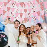 5 Pieces 49 Feet Strawberry Pennant Banners Party Decorations Red Berry Plaid Checkered And Pink Triangle Flags Bunting Banners For Strawberry Baby Shower Party Decor Indoor Outdoor Supplies