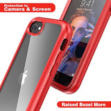 For Se 3Rd Generation 2022 Case,For 8 & 7 & Se 2020 Case, Full-Body Sturdy Shockproof Cover With Build In Screen Protector Heavy Duty Shock Resistant Hybrid Cover, Red