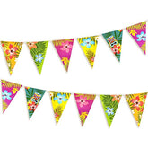 2 Pack Hawaiian Bunting Banners Luau Tropical Bunting 6 Meters For Summer Luau Tiki Beach Party Decorations
