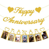 Happy Anniversary Party Decorations - Banner And Photo Banner For Wedding Party Decor