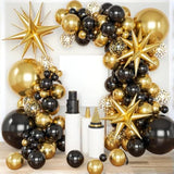 Black and Gold Balloon Garland Kit: Confetti, Star Balloons - Party Decor