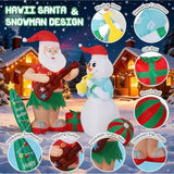 8.3Ft Christmas Inflatables Santa Claus And Snowman, Built-In Led Lights Christmas Yard Decoration For Outdoor Lawn, Fes