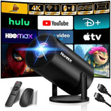 Mini Projector 4K Supported 1080P FHD - Auto Keystone 270° Rotatable, WiFi 6 & Bluetooth 5.2, Smart Android TV OS, Portable Projector Compatible with