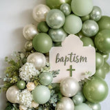 Sage Green & White Balloon Garland Kit - Pearl Double Stuffed
