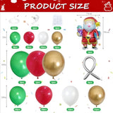 Christmas Balloon Arch Kit - Red, Gold, White, Green Garland With Bell Balloons And 40 Inch Santa Claus Foil Balloon For Xmas Party Decorations