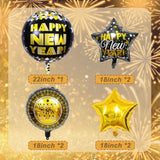 4D Happy New Year 18Inch Black Gold Foil Balloons 2026 Decorations