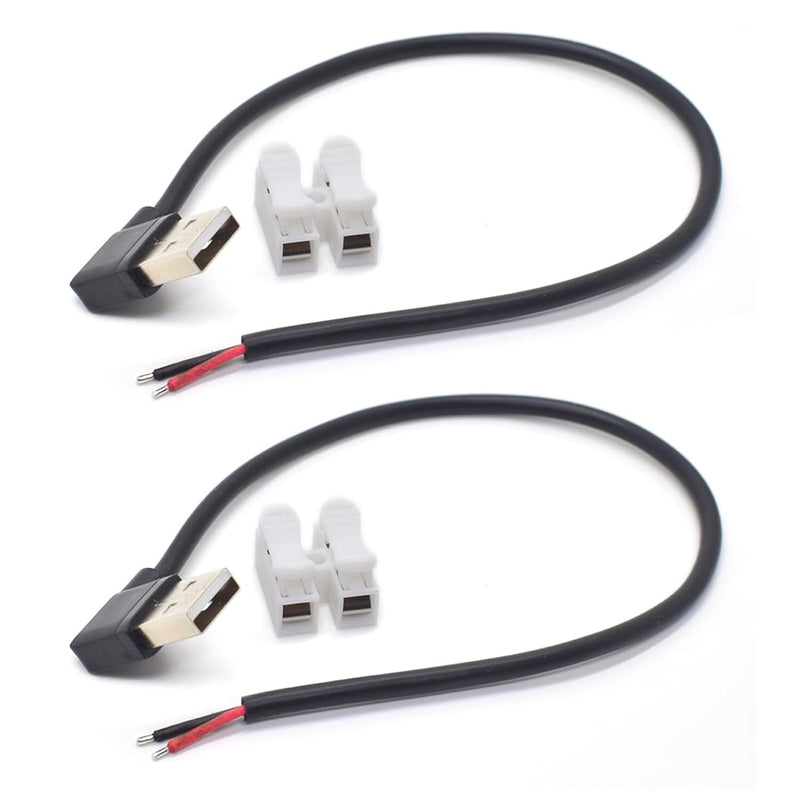 2 Pack 0.3M /1 Ft 90 Degree Usb 2 Wire Male Pigtail 20Awg 90 Degree Usb 2.0 Ma