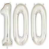 40Inch Silver Foil 100 Helium Jumbo Digital Number Balloons, 100Th Bir