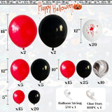 125Pc Halloween Balloon Arch Kit – Red Black with Marble & Bloody Hand Prints