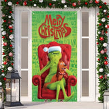 Merry Christmas Door Cover Christmas Front Porch Door Sign Banner Christmas Xmas Winter Holiday Decorations Outdoor Outside For Home