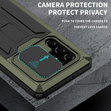Compatible For Samsung Galaxy S22 Ultra Metal Case,Heavy Duty Dust Proof Military Grade Rugged Case With Sliding Camera Cover And Built-In Foldable Kickstand With Full-Body Bumper Cover (Green)