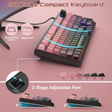Rgb Gaming Keyboard, 98 Keys Usb Wired Keyboard With Rainbow Backlit, Volume Knob & Screen, Quiet Typing, Side-Printed Pbt Keycaps For Pc/Mac