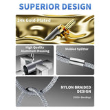 Rca Cable-2Rca Male To 2Rca Male Stereo Audio Cable With Magnetic Ring Support