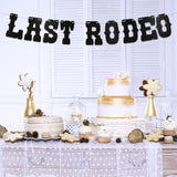 Last Rodeo Banner, Western Nashville Themed Bachelorette Party Decorations, Western Bach Party Supplies Black Glitter