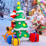 7Ft Inflatables Lighted Christmas Tree, Dog Chasing Santa Claus, Blow Up Cute Funny Indoor Outdoor Xmas Decor Lawn Yard