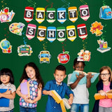21Pcs Back to School Decor with Banners, Hanging Swirls and Cake Topper