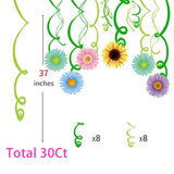 Sunflower Hanging Swirl Decorations: Summer Party Decor, 30 Count