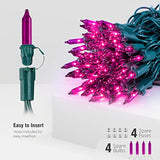 Purple Halloween Mini String Lights,2Pack 50Count Incandescent Christmas Lights Green Wire,13Ft Connectable Tree Lights
