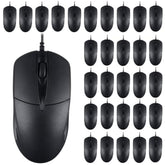 50 Pcs Black Wired Usb Computer Mouse Bulk 1000 Dpi 3 Button Corded Mouse With