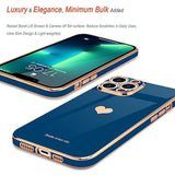 Compatible With Iphone 13 Pro Max Case For Girl Women Cute Love-Heart Luxury Bling Soft Cover Raised Camera Protection Bumper Silicone Shockproof Phone Case For Iphone 13 Pro Max, Royal Blue