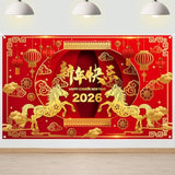 2026 Chinese New Year Banner Year of the Horse 70.8x43.3in Backdrop