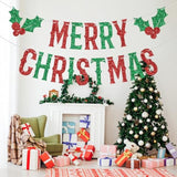 Merry Christmas Red Green Banner Happy Holidays New Year Party Decor