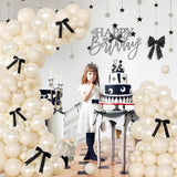 141pcs White Balloon Arch Kit with Pearl White Balloons & Black Bows for Parties